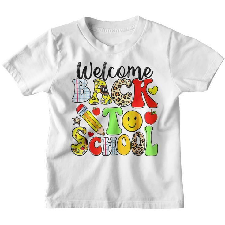Groovy Teacher Vibes Elementary Retro Welcome Back To School  Gifts For Teacher Funny Gifts Youth T-shirt