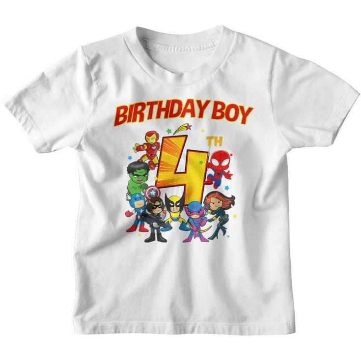 Kids 4Th Third Birthday Boy  Superhero Super Heroes Party  Youth T-shirt