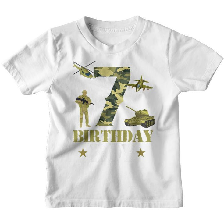 Kids 7Th Birthday Military Themed Camo Boys 7 Yrs Old Soldier  Youth T-shirt