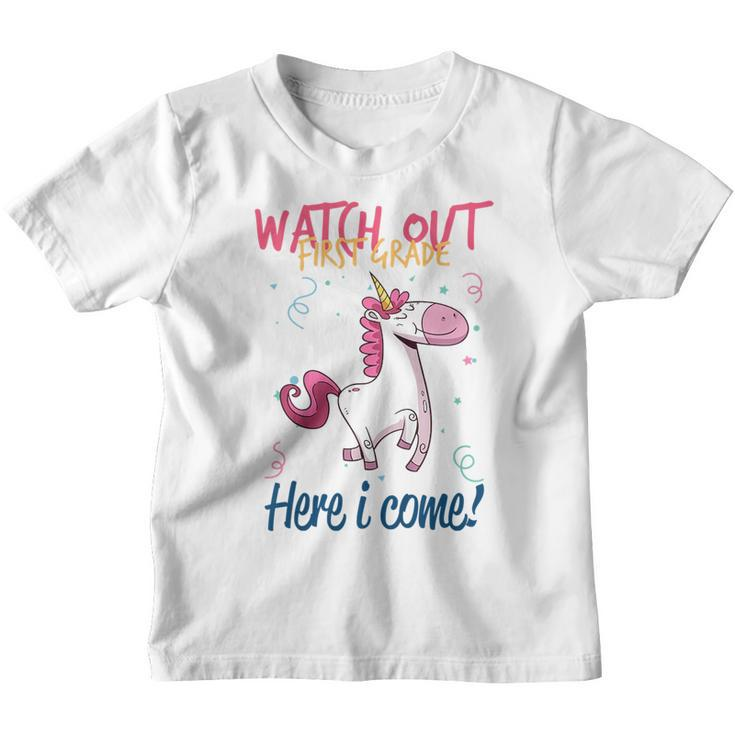 Kids Funny First Grade Gift Watch Out First Grade Here I Come  Youth T-shirt