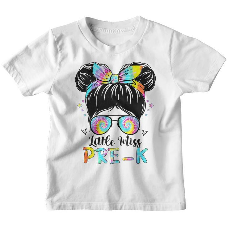 Kids Little Miss Pre-K Tie Dye Messy Bun Girl Back To School  Youth T-shirt