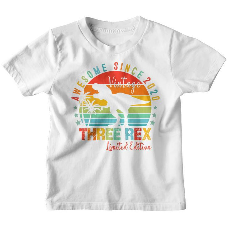 Kids Three Rex 3 Year Old Awesome 2020 Dinosaur 3Rd Birthday Boy  Youth T-shirt