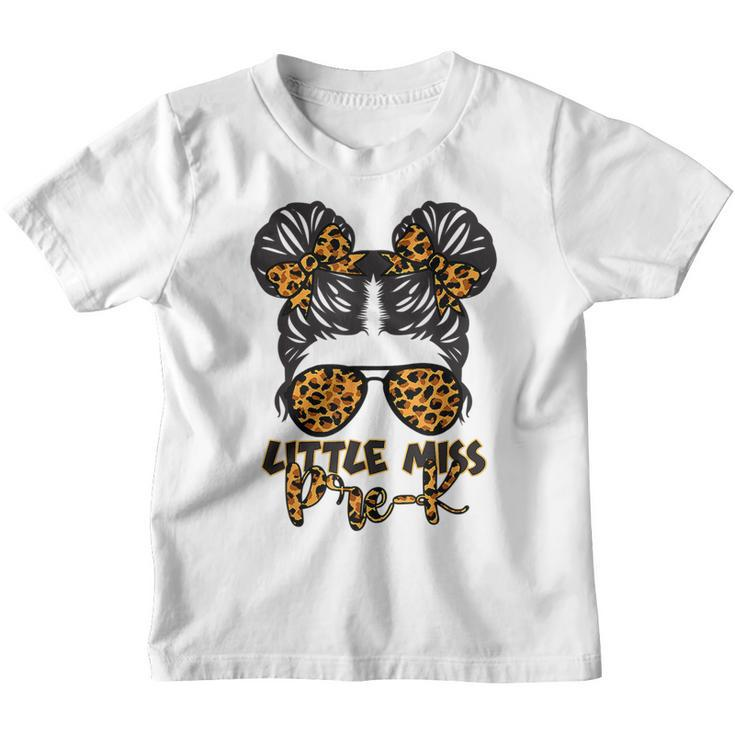 Leopard Little Miss Pre K Messy Bun Teacher And Child  Gifts For Teacher Funny Gifts Youth T-shirt