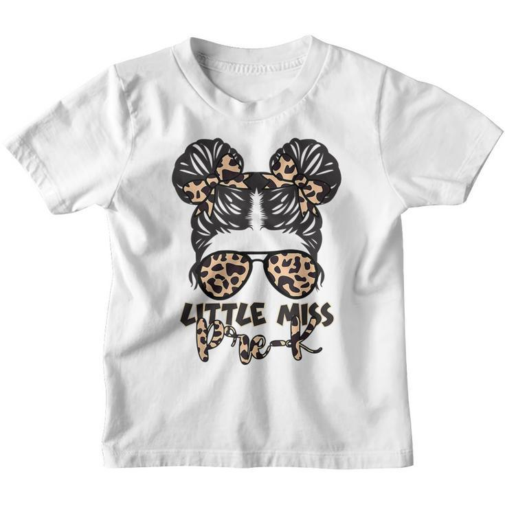 Leopard Little Miss Pre-K Messy Bun Teacher And Child  Gifts For Teacher Funny Gifts Youth T-shirt