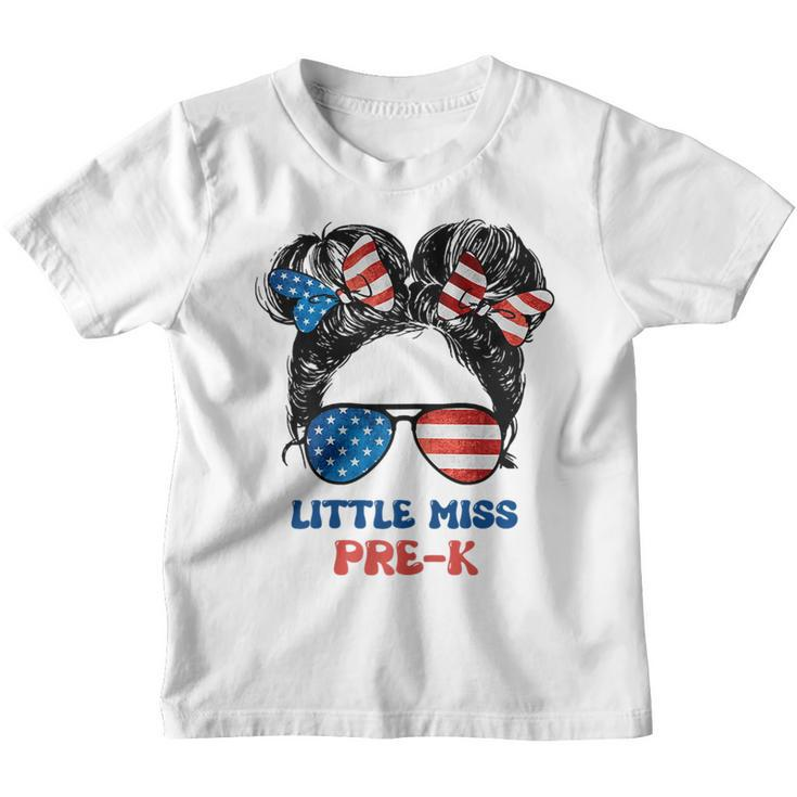 Little Miss Pre-K Back To School 4Th Of July Us Flag  Youth T-shirt