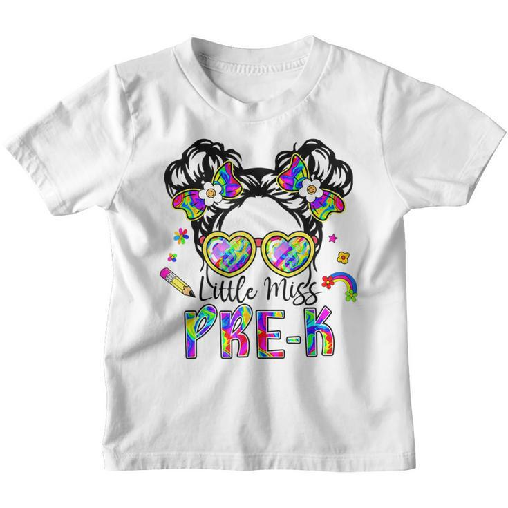Little Miss Pre-K Cutie Messy Bun Girls Kidsgifts  Youth T-shirt