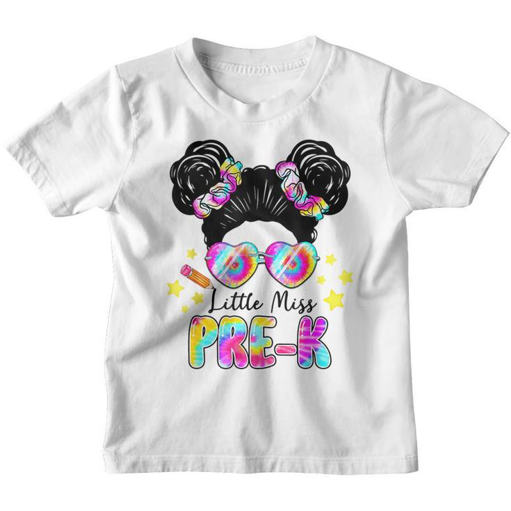 Messy Bun Little Miss Pre-K Cute Back To School Gifts  Youth T-shirt