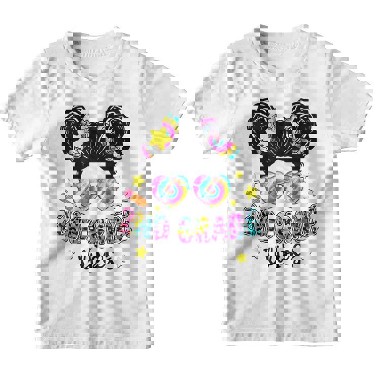 Messy Bun Tie Dye 2Nd Grade Vibes Cute Back To School Gifts  Bun Gifts Youth T-shirt