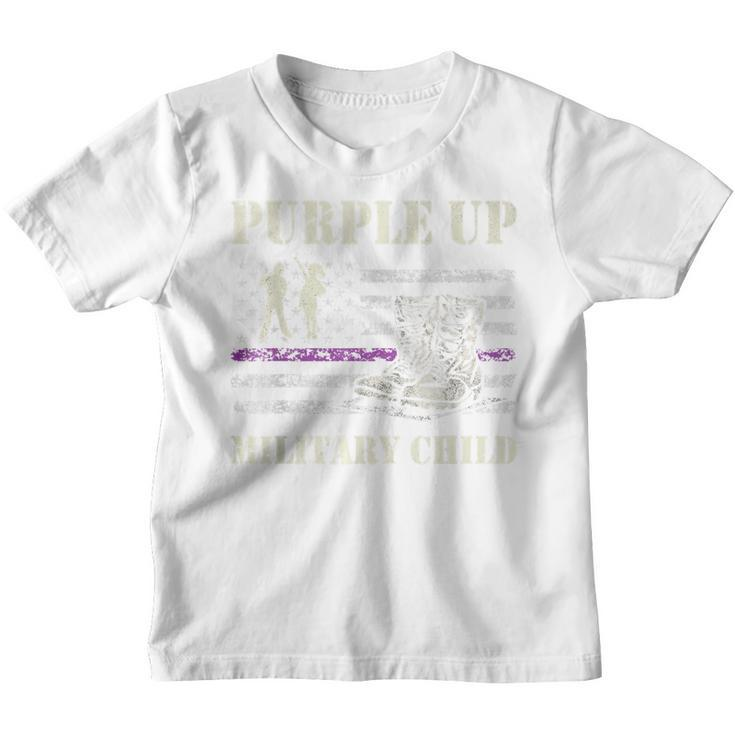 Purple Up  Military Child Kids Army Dad Us Flag Retro  Youth T-shirt