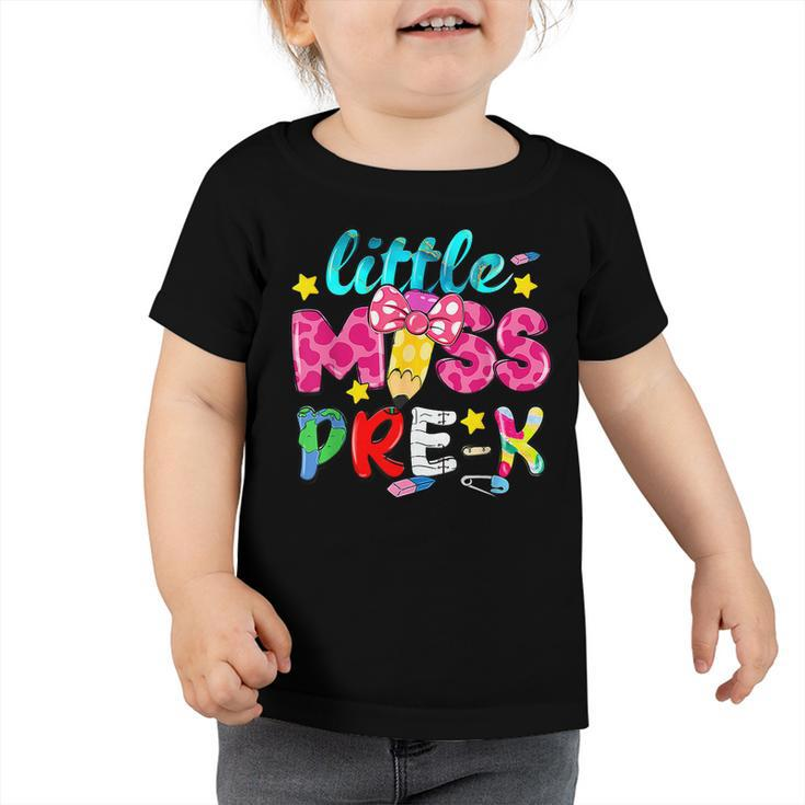 First Day Of Little Miss Pre K Back To School Groovy  Toddler Tshirt