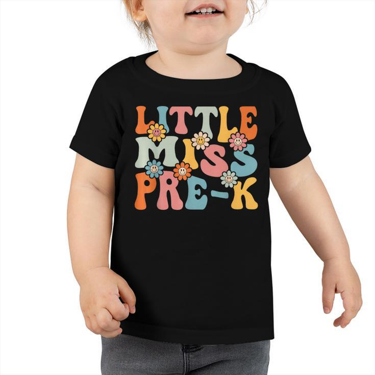 First Day Of Little Miss Pre K Back To School Teachers Retro Toddler Tshirt