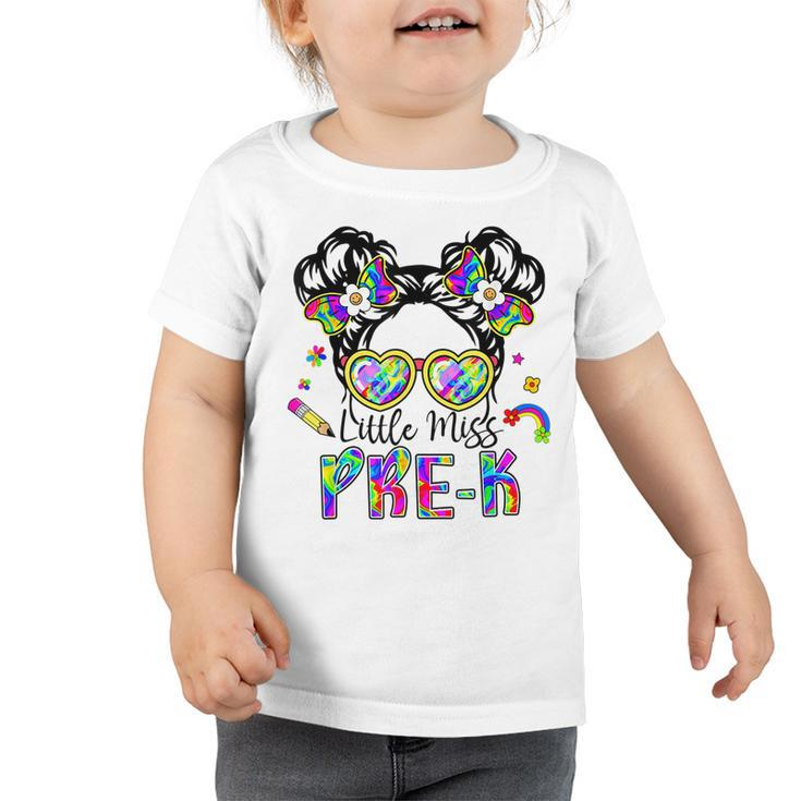 Little Miss Pre-K Cutie Messy Bun Girls Kidsgifts Toddler Tshirt