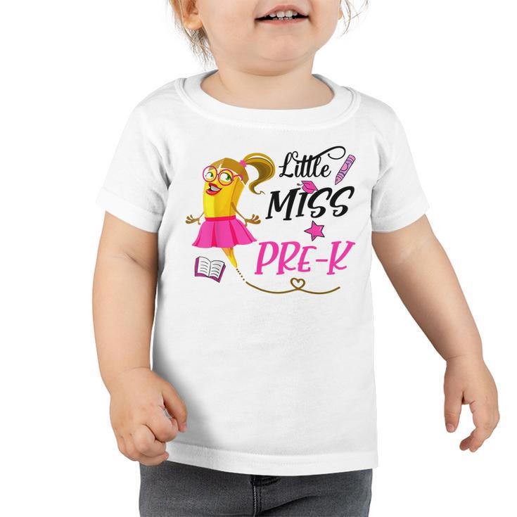 Pre K For Girls Cute Crayon Little Miss Pre K Student Toddler Tshirt