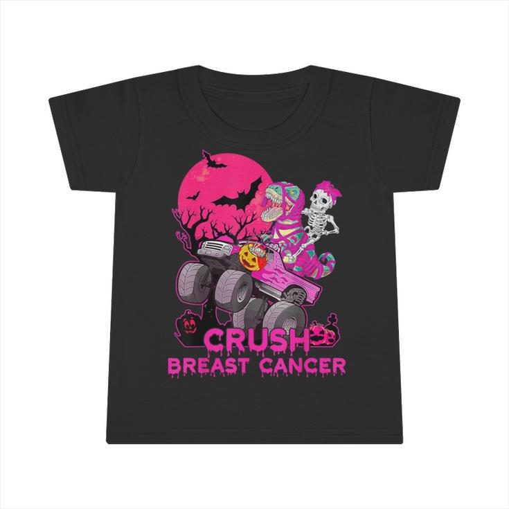 Crush Breast Cancer Skeleton Monster Truck Halloween Boy Kid Infant Tshirt