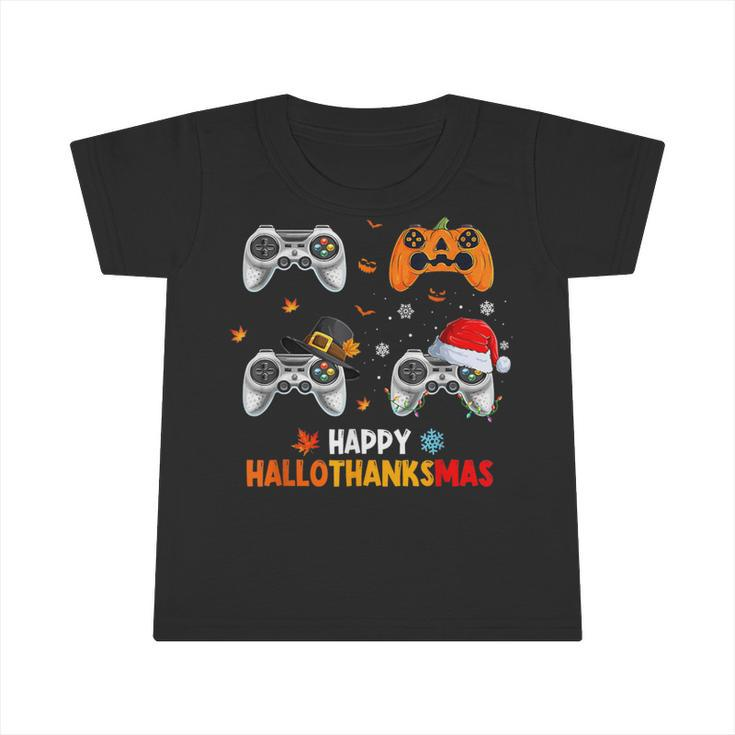 Happy Hallothanksmas Video Game Halloween Thanksgiving Xmas Infant Tshirt