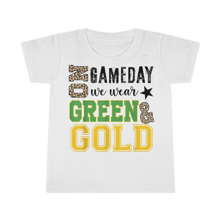On Gameday Football We Wear Green And Gold Leopard Print Infant Tshirt