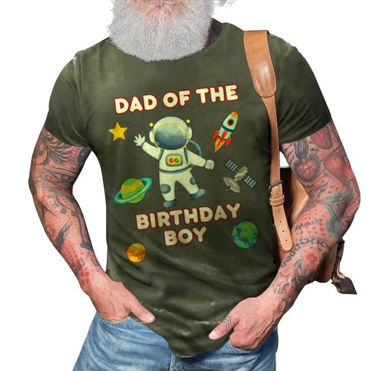 Space Astronaut Planets Birthday Theme Dad Of Birthday Boy 3D Print Casual Tshirt