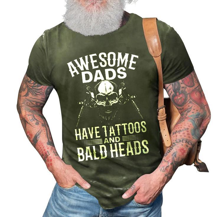 Bald Dad With Tattoos Best Papa  Gift For Women 3D Print Casual Tshirt