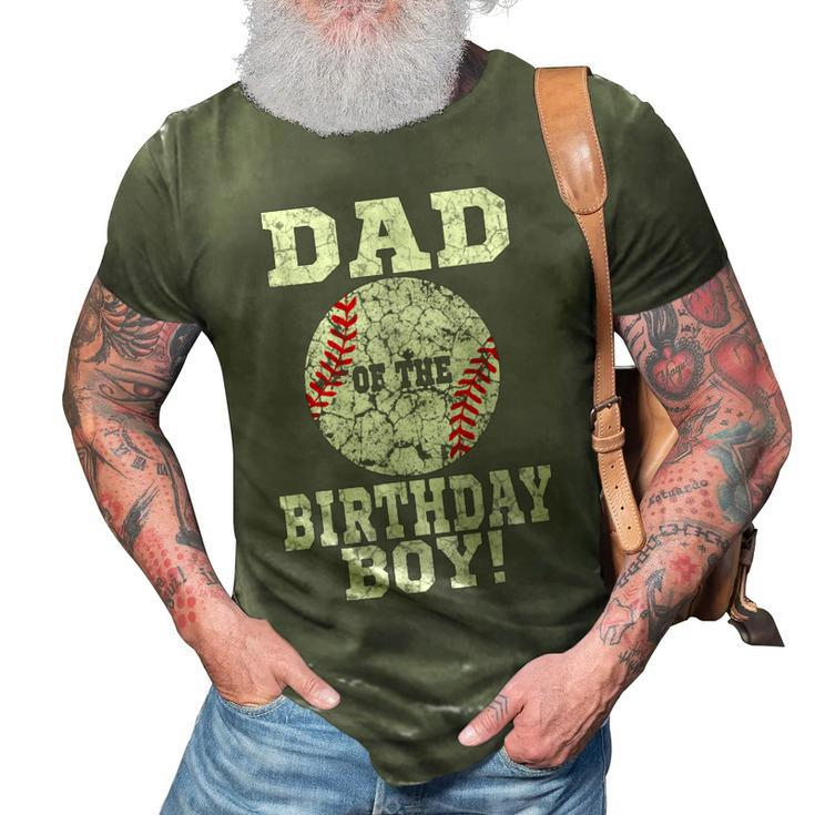Dad Of The Birthday Boy Baseball Lover Daddy Vintage Retro 3D Print Casual Tshirt