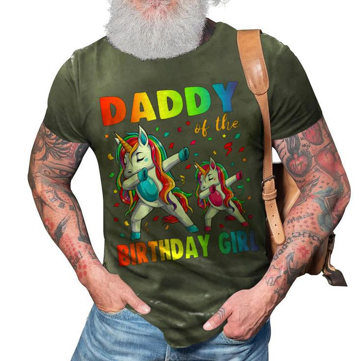 Daddy Of The Birthday Princess Girl Dabbing Unicorn Dad Papa Gift For Mens 3D Print Casual Tshirt