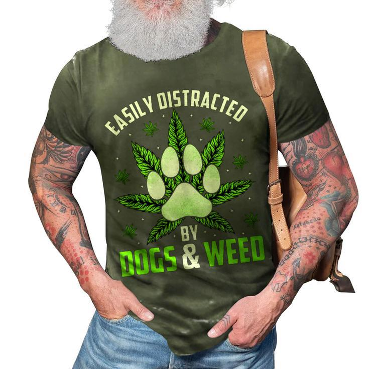 Dogs And Weed Dad Mom Dog Lover Cannabis Marijuana  Gift For Women 3D Print Casual Tshirt