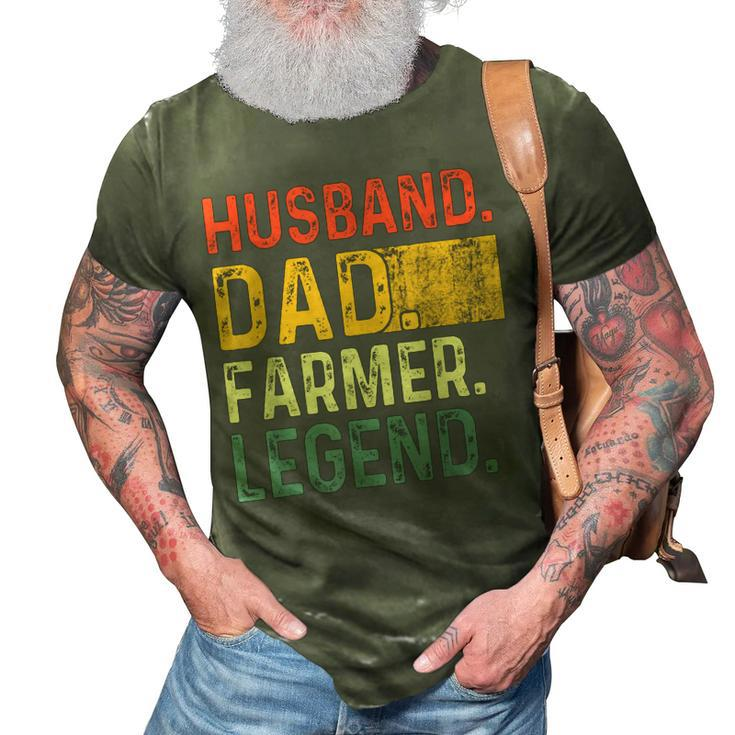 Fathers Day Husband Dad Farmer Legend Funny Vintage 3D Print Casual Tshirt