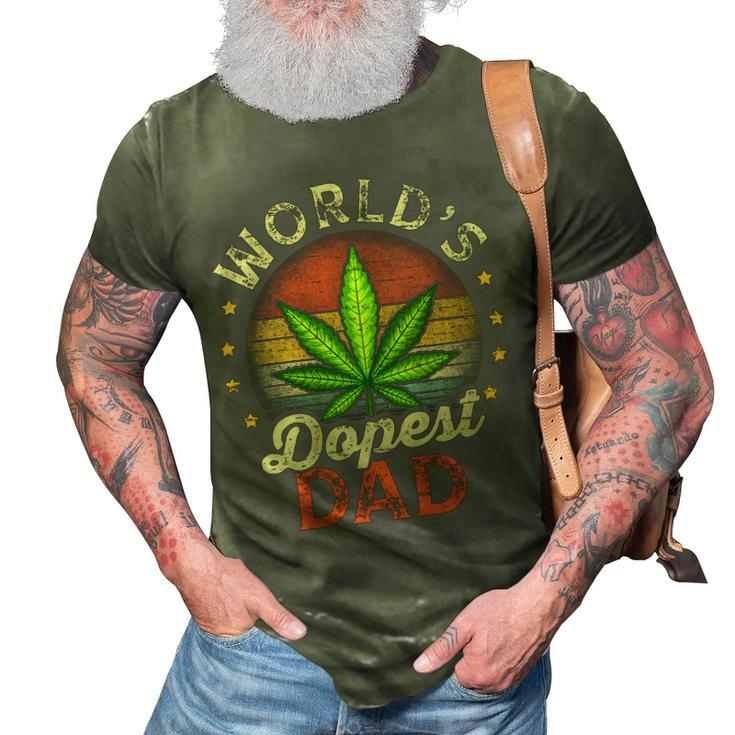 Funny Fathers Day 420 Weed Dad Vintage Worlds Dopest Dad  Gift For Womens Gift For Women 3D Print Casual Tshirt