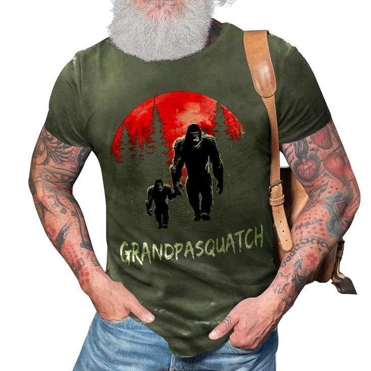 Grandpa Squatch Funny Bigfoot Dad Sasquatch Yeti Fathers Day 3D Print Casual Tshirt