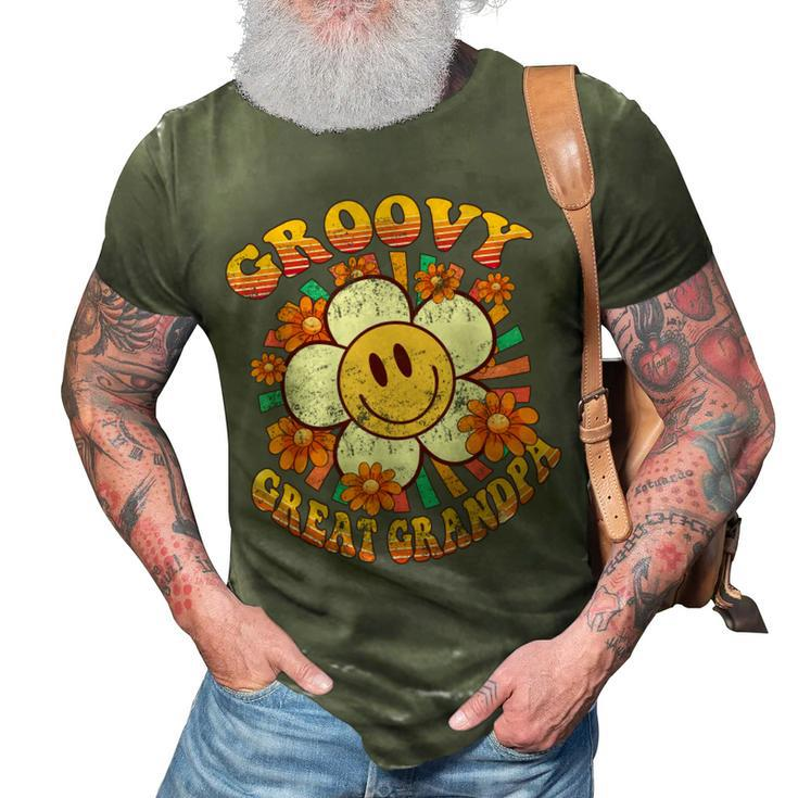 Groovy Great Grandpa Daisy Flower Smile Face 60S 70S Family 3D Print Casual Tshirt