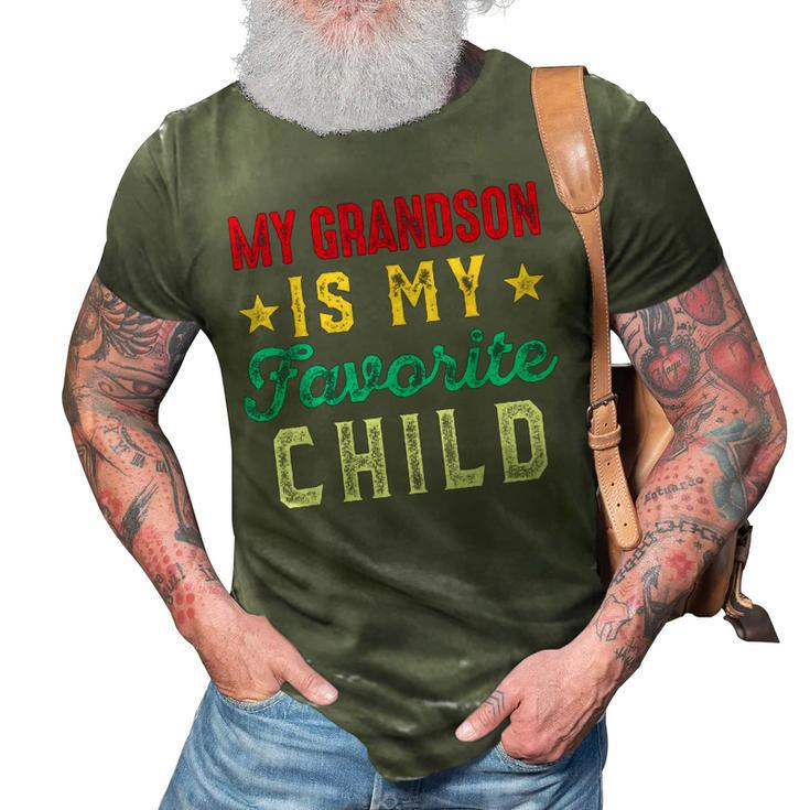 My Grandson Is My Favorite Child Funny Grandpa Grandma 3D Print Casual Tshirt