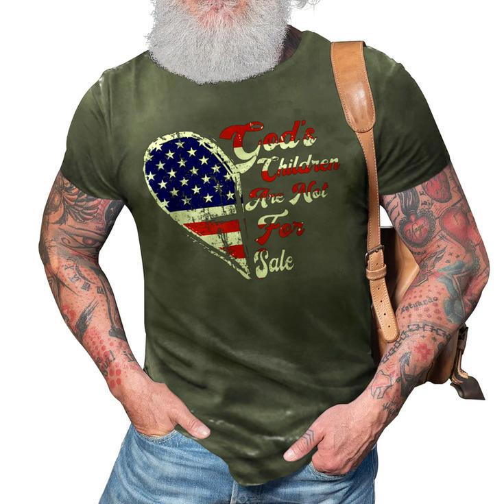 Retro Heart Gods Children Are Not For Sale American Flag  Retro Gifts 3D Print Casual Tshirt