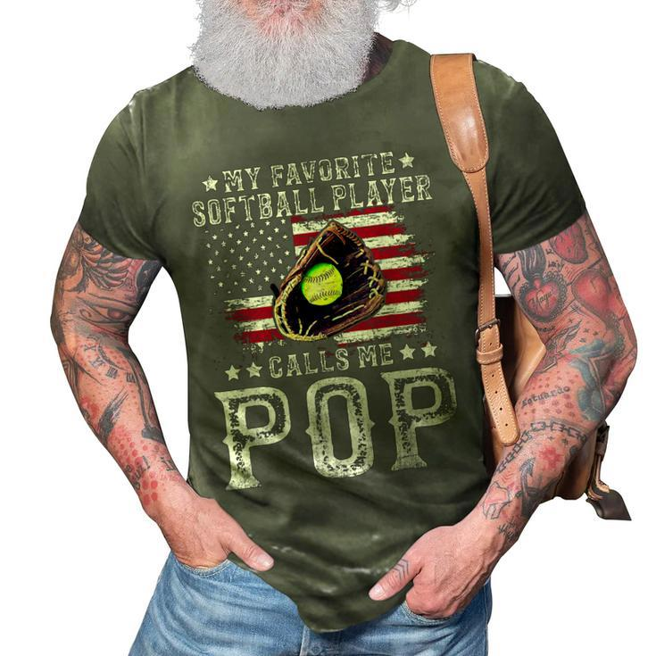 Softball Dad My Favorite Softball Player Calls Me Pop Gift For Mens 3D Print Casual Tshirt