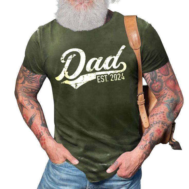 Vintage Dad Est 2024 For Fathers Day Promoted To Daddy 2024 3D Print Casual Tshirt