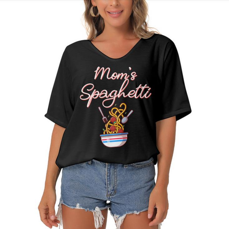 Funny Moms Spaghetti And Meatballs Meme Mothers Day Food  Gift For Women Women's Bat Sleeves V-Neck Blouse