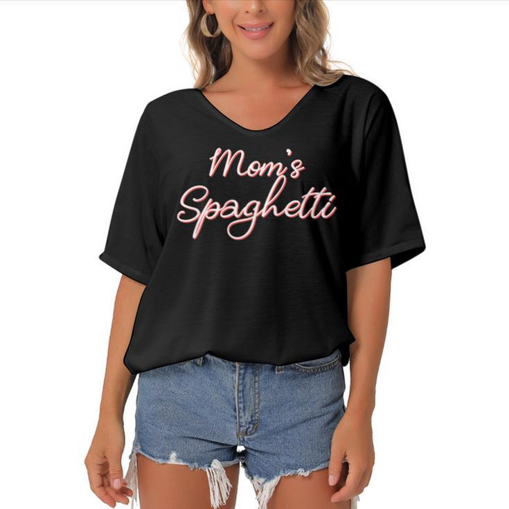 Funny Mothers Day Moms Spaghetti And Meatballs Lover Meme  Gift For Women Women's Bat Sleeves V-Neck Blouse