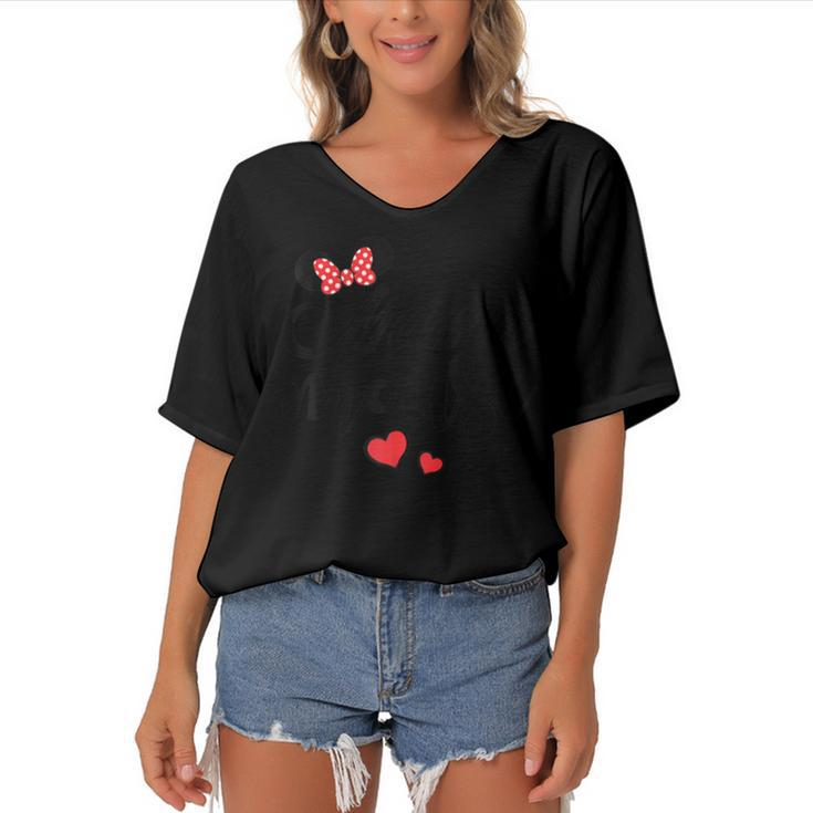 Mama Mouse  Mama Mouse Heart Funny Mama Mothers Day  Gift For Mens Gift For Women Women's Bat Sleeves V-Neck Blouse