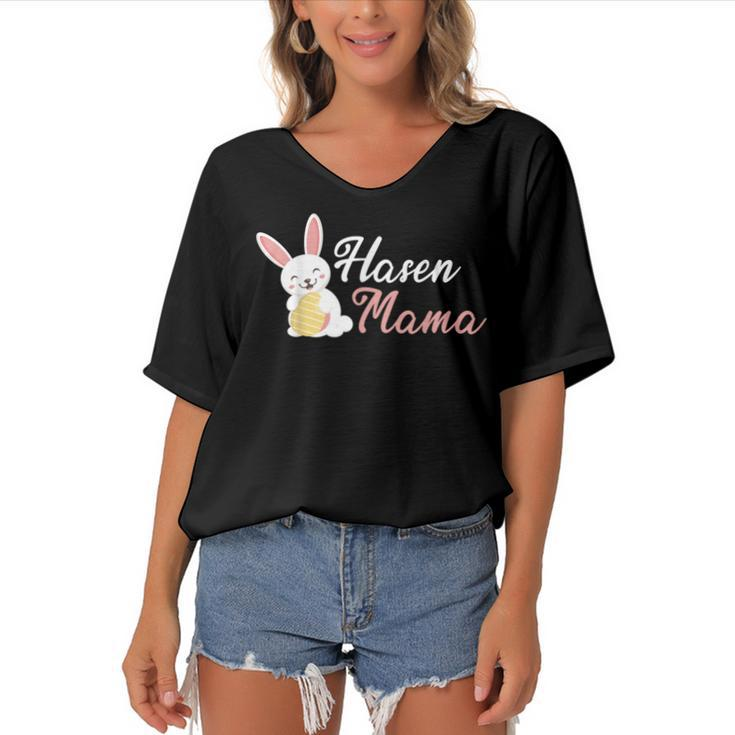 Rabbit Mum Easter Rabbit Mum Rabbit  Gift For Women Women's Bat Sleeves V-Neck Blouse