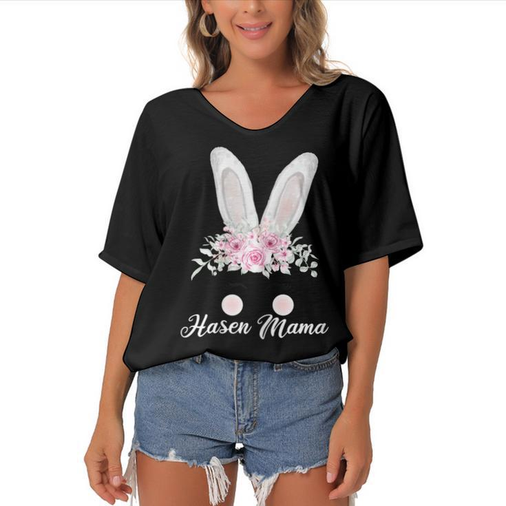 Rabbit Rabbit Mum Rabbit Bunny Lover Gift  Gift For Women Women's Bat Sleeves V-Neck Blouse