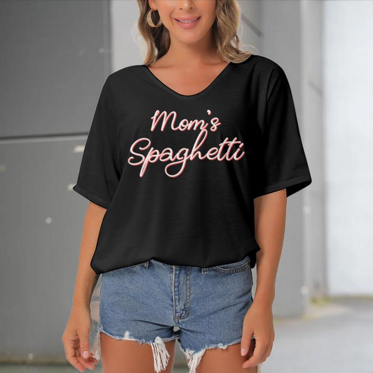 Funny Mothers Day Moms Spaghetti And Meatballs Lover Meme Gift For Women Women's Bat Sleeves V-Neck Blouse