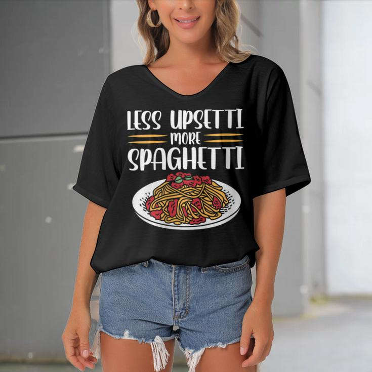 Less Upsetti Spaghetti Gift For Womens Gift For Women Women's Bat Sleeves V-Neck Blouse