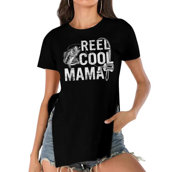 Distressed Reel Cool Mama Fishing Mothers Day  Gift For Women Women's Short Sleeves T-shirt With Hem Split