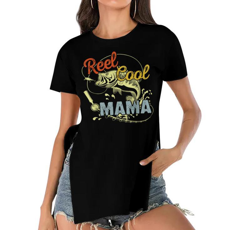 Mothers Day Funny Retro Reel Cool Mama Fishing Lover  Gift For Women Women's Short Sleeves T-shirt With Hem Split