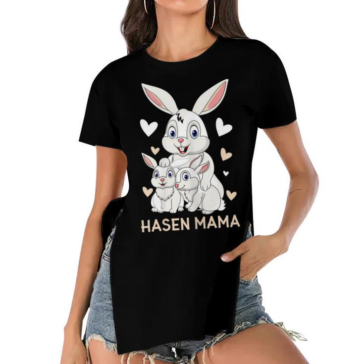 Rabbit Mum Design Cute Bunny Outfit For Girls  Gift For Women Women's Short Sleeves T-shirt With Hem Split