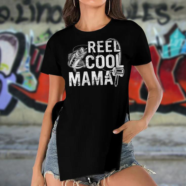 Distressed Reel Cool Mama Fishing Mothers Day Gift For Womens Gift For Women Women's Short Sleeves T-shirt With Hem Split