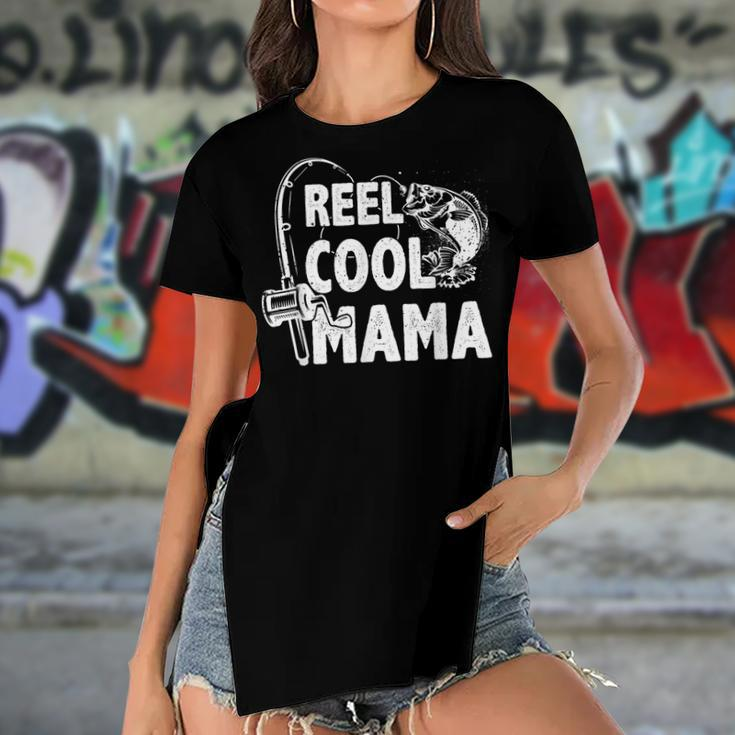 Family Lover Reel Cool Mama Fishing Fisher Fisherman Gift For Women Women's Short Sleeves T-shirt With Hem Split