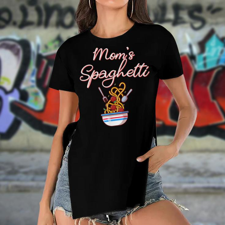 Funny Moms Spaghetti And Meatballs Meme Mothers Day Food Gift For Women Women's Short Sleeves T-shirt With Hem Split