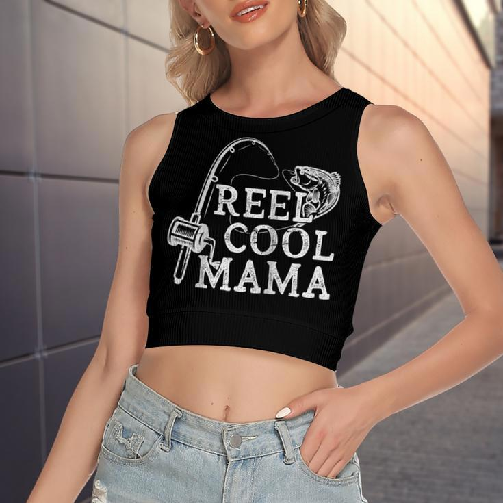 Retro Reel Cool Mama Fishing Fisher Women's Crop Top Tank Top