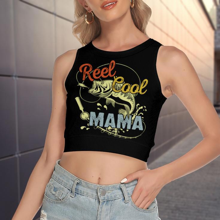 Retro Reel Cool Mama Fishing Lover Women's Crop Top Tank Top