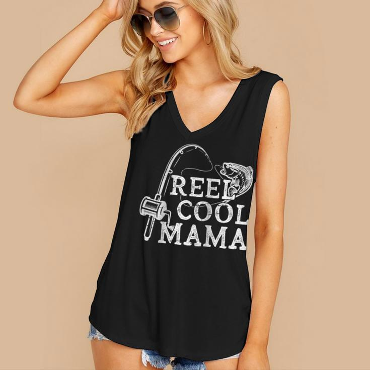 Retro Reel Cool Mama Fishing Fisher Women's V-neck Tank Top