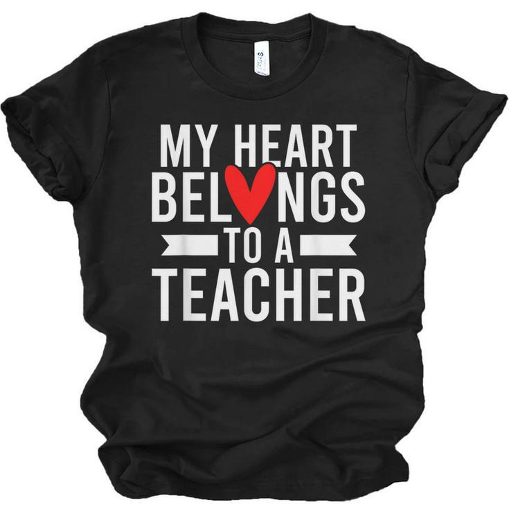 My Heart Teacher Husband Of A Teacher Teachers Husband  Jersey T-Shirt